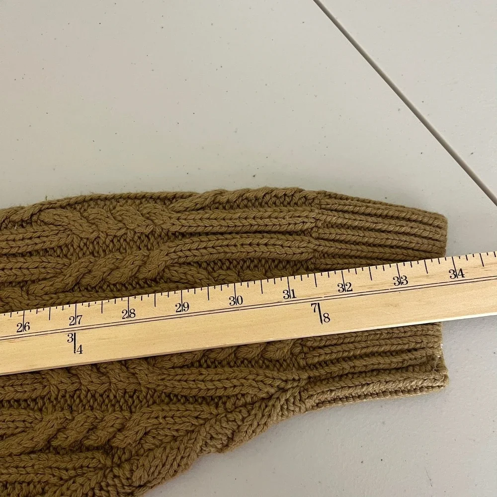 Cabela's Mens 2XL Brown Cable Knit Toggle Fleece Lined Sweater Elbow Patches